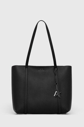 Torba Armani Exchange boja: crna - crna. Velika shopper torbica iz kolekcije Armani Exchange. na kopčanje izrađen od ekološke kože.