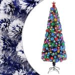 vidaXL Umjetno božićno drvce LED bijelo-plavo 210 cm optička vlakna
