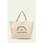 Karl Lagerfeld - Torbica - bež. Velika torbica iz kolekcije Karl Lagerfeld. na kopčanje izrađen od tekstilnog materijala.