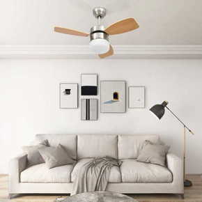 VidaXL Stropni ventilator sa svjetlom i daljinskim 76 cm svjetlosmeđi