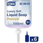 Luksuzni tekući sapun Tork, za dozatore sapuna S1 / S11, vrhunske kvalitete, s ekstraktom svile, 1 x 1000 ml 420901 TORK Luxury Soft 420901 tekući sapun 1 l 6 St.