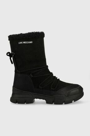 Cipele za snijeg od brušene kože Love Moschino boja: crna - crna. Čizme za snijeg iz kolekcije Love Moschino. Model izrađen od brušene kože.