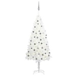 vidaXL Umjetno božićno drvce s LED svjetlima i kuglicama bijelo 180 cm