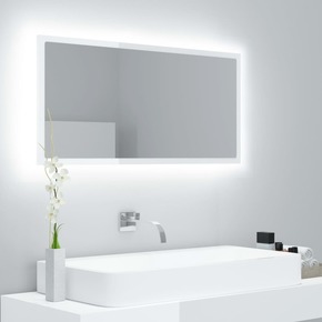VidaXL LED kupaonsko ogledalo visoki sjaj bijelo 90x8