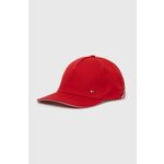 Pamučna kapa sa šiltom Tommy Hilfiger boja: crvena, glatka - crvena. Kapa s šiltom u stilu baseball iz kolekcije Tommy Hilfiger. Model izrađen od glatkog materijala.