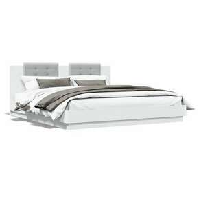Okvir kreveta s uzglavljem bijeli 200x200 cm konstruirano drvo