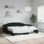 vidaXL Dnevni krevet na razvlačenje crni 90 x 190 cm baršunasti