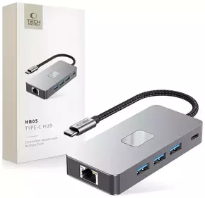 Tech-Protect HB05 HUB adapter USB-C - 3x USB / HDMI 4K / SD / TF / USB-C 100W / RJ45