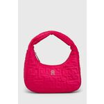 Torba Tommy Hilfiger boja: ružičasta - roza. Mala torba iz kolekcije Tommy Hilfiger. Na kopčanje model izrađen od tekstilnog materijala.