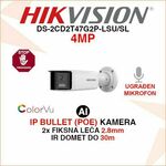 HIKVISION 4MP COLORVU AI IP KAMERA S 2 LEĆE DS-2CD2T47G2P-LSU/SL