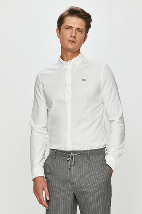 Tommy Jeans - Košulja - bijela. Košulja iz kolekcije Tommy Jeans. Model izrađen od tanke