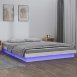 LED okvir za krevet bijela 140 x 190 cm od masivnog drva
