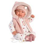 Llorens: Tina 44cm plačljiva beba u ružičastom prsluku sa kapuljačom