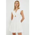 Haljina s dodatkom lana Vero Moda boja: bijela, mini, širi se prema dolje - bijela. Lagana haljina iz kolekcije Vero Moda. Širi se prema dolje. Model izrađen od glatke tkanine.