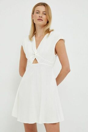 Haljina s dodatkom lana Vero Moda boja: bijela