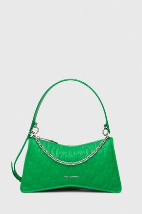 Torba Karl Lagerfeld boja: crna - zelena. Mala torba iz kolekcije Karl Lagerfeld. Na kopčanje model izrađen od ekološke kože. Model se lako čisti i održava.