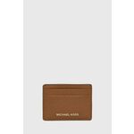 Kožni etui za kartice MICHAEL Michael Kors za žene, boja: smeđa - smeđa. Etui za kartice iz kolekcije MICHAEL Michael Kors. Model izrađen od prirodne kože.