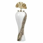 Vase 25 x 25 x 84 cm Crystal Golden Metal White