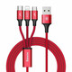 Cable USB BASEUS 3in1 Rapid red, 3A, 1.2M 6953156256385