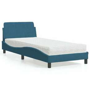 Krevet s madracem plavi 80 x 200 cm baršunasti