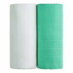 Set od 2 pamučna ručnika u bijeloj i zelenoj boji T-TOMI Tetra, 90 x 100 cm