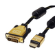Roline GOLD DVI kabel, DVI-D (24+1) - HDMI Dual Link, M/M, UHD 4K, 2.0m, crno/zlatni; Brand: ROLINE GOLD; Model: ; PartNo: ; 11.04.5891 - Cable for connecting an ultrabook, notebook/laptop or PC to a monitor, TV or projector - for screen...