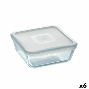 Kvadratna Kutija za Ručak s Poklopcem Pyrex Cook&amp;freeze 850 ml 14 x 14 cm Providan Staklo Silikon (6 kom.)