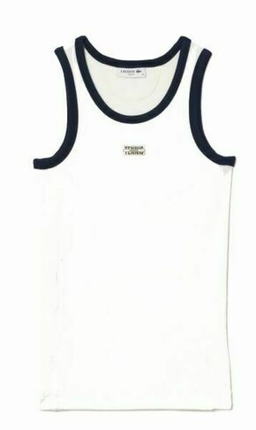 Ženska majica bez rukava Lacoste Flowing Rib Knit Tennis Badge Tank - white/navy blue