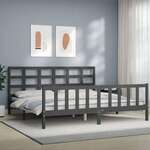 Okvir za krevet s uzglavljem sivi 200 x 200 cm od masivnog drva