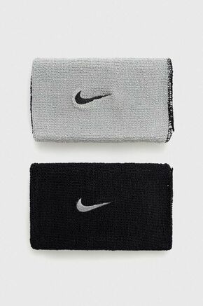 Trake za zglobove Nike 2-pack boja: siva - siva. Trake za zglob iz kolekcije Nike. izrađen od tkanine s tehnologijom odvođenja vlage.