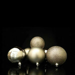 Eurolamp Božićni ukrasi plastične sive kuglice, 8 cm, set od 6 kom