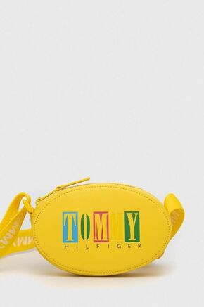 Dječja torba Tommy Hilfiger boja: žuta - zlatna. Dječja Mala torba iz kolekcije Tommy Hilfiger. Model na kopčanje izrađen od ekološke kože.