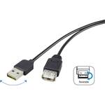 Renkforce USB kabel USB 2.0 USB-A utikač, USB-A utičnica 1.80 m crna utikač primjenjiv s obje strane, pozlaćeni kontakti