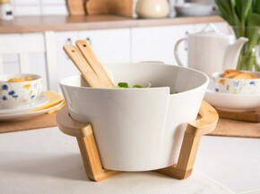 Altom Design zdjela za salatu s podlogom i žlicama od bambusa 29 x 25 x 16cm - 01010052034