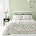 Zeleni/krem prekrivač za bračni krevet 220x230 cm Cameo – Catherine Lansfield