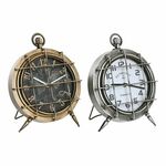 Table clock DKD Home Decor World Map 22 x 17 x 29 cm Crystal Silver Black Golden White Iron (2 Units)