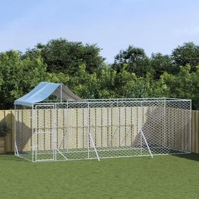 VidaXL Vanjski kavez za pse s krovom srebrni 6x2x2