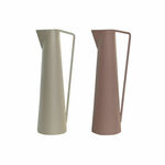 Vase DKD Home Decor Beige Pink Iron 12 x 10 x 35 cm (2 Units)