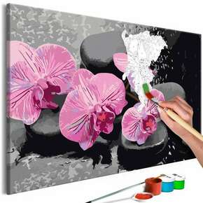 Slika za samostalno slikanje - Orchid With Zen Stones (Black Background) 60x40