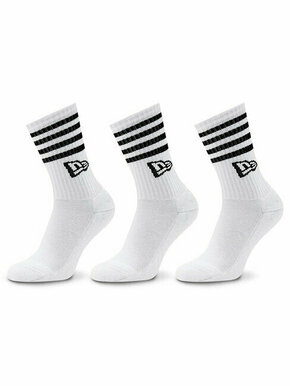 Set od 3 para unisex visokih čarapa New Era Stripe Crew 13113626 White