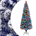 vidaXL Umjetno božićno drvce LED bijelo-plavo 240 cm optička vlakna