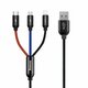Baseus Rapid USB kabel 3u1 tip C / Lightning / Micro 3A 1,2M - crni