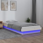 LED okvir za krevet bijeli 90x190 cm 3FT mali masivno drvo