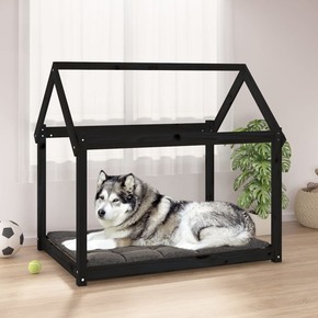 VidaXL Krevet za pse crni 111x80x100 cm od masivne borovine