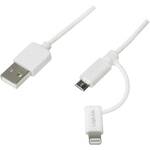 LogiLink USB kabel USB 2.0 USB-A utikač, USB-Micro-B utikač, Apple Lightning utikač 1.00 m bijela