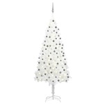 vidaXL Umjetno božićno drvce s LED svjetlima i kuglicama bijelo 210 cm