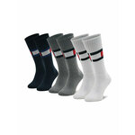 Set od 3 para unisex visokih čarapa Tommy Hilfiger 100002978 White/Navy/Grey