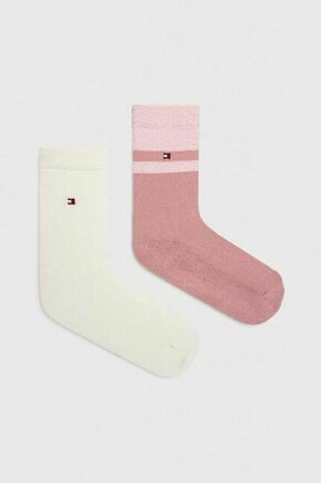 Set od 2 para ženskih visokih čarapa Tommy Hilfiger 701224913 Pink Comb 035