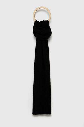 Kratki vuneni šal Polo Ralph Lauren boja: crna - crna. Šal iz kolekcije Polo Ralph Lauren. Model izrađen od glatke pletenine.