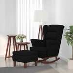 vidaXL Stolica za ljuljanje s drvenim nogama i stolcem crna baršun